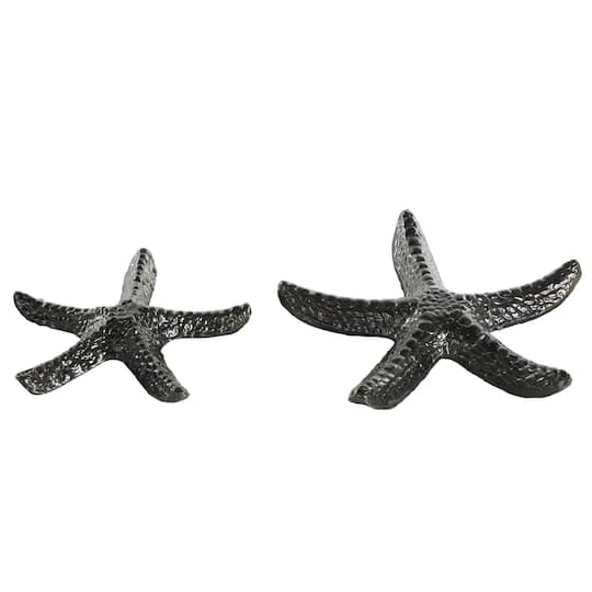 Black Aluminum Metal Starfish Bubble Textured Sculptures, 2ct.